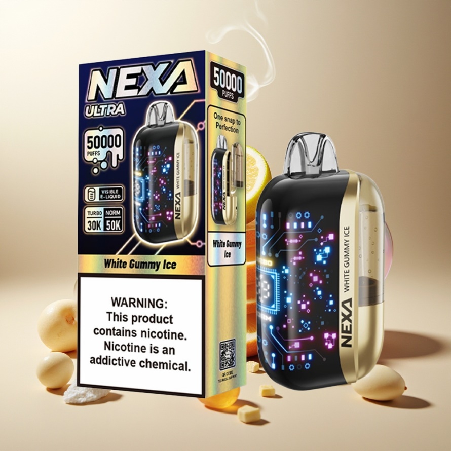 NEXA Ultra 50000 Puffs Engångs Vape Vit Gummibjörn Is 20ml 800mah 5% svensk grossist