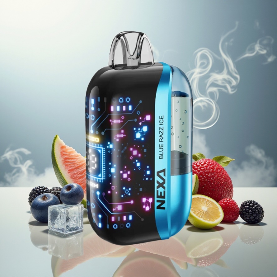 NEXA Ultra 50000 Puffs Svensk Grossist Engångs Vape Blå Hallon Is 20ml 800mAh 5% Nikotin 0.9ohm Typ-C