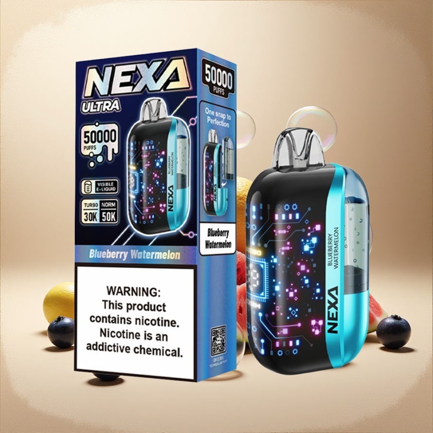 NEXA Ultra 50000 Puffs Svensk Grossist Engångs Vape Blåbär Vattenmelon 20ml 800mAh 5% Nikotin 0.9ohm Dual Mesh