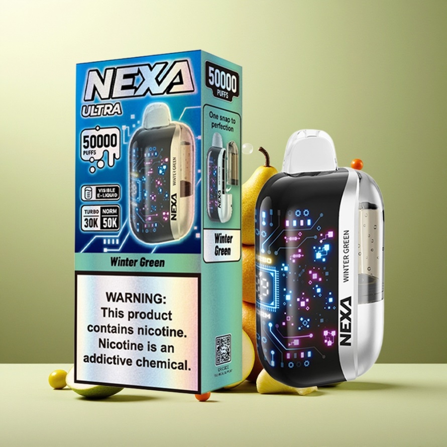 NEXA Ultra 50K Svensk Grossist Engångs Vape Vintergrönt 20ml 800mAh 5% 0.9ohm