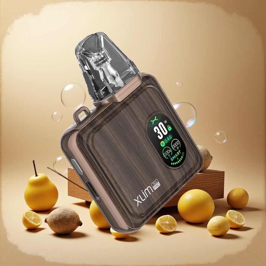 Oxva Xlim SQ Pro Svensk Grossist Vape Kit Brunt Trä med 30W & Justerbar Luftflöde