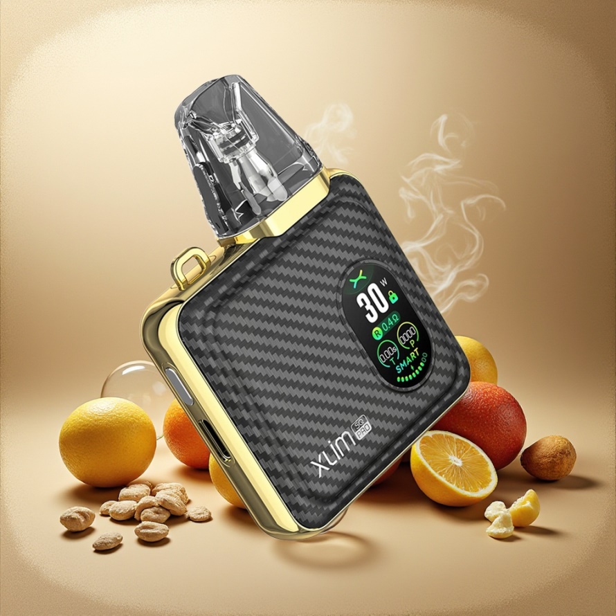 Oxva Xlim SQ Pro Svensk Grossist Vape Kit Gul Kolfiber med 30W & 1200 mAh