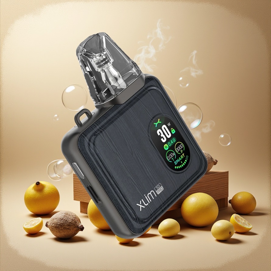 Oxva Xlim SQ Pro Svensk Grossist Vape Kit Gunmetal Wood 30W 1200mAh USB-C TFT