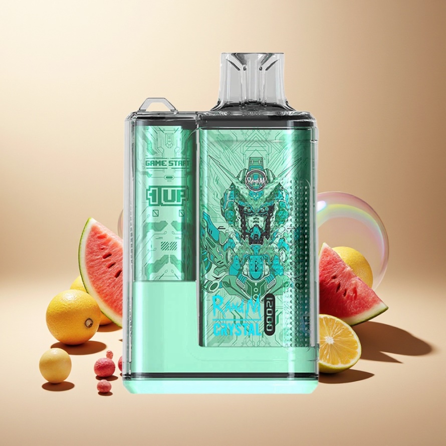 RandM Fumot Crystal 12000 Puffs Engångs Vape Vattenmelon Tuggummi med RGB-ljus, 20ml e-Liquid & Type-C Port – svensk grossist