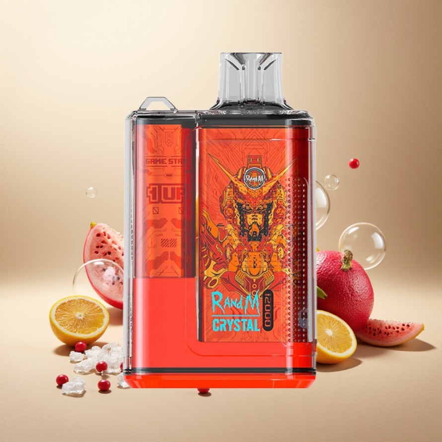 RandM Fumot Crystal 12000 Puffs Svensk Grossist Engångs Vape Dragonfrukt Is med RGB-ljus & 20ml e-Liquid
