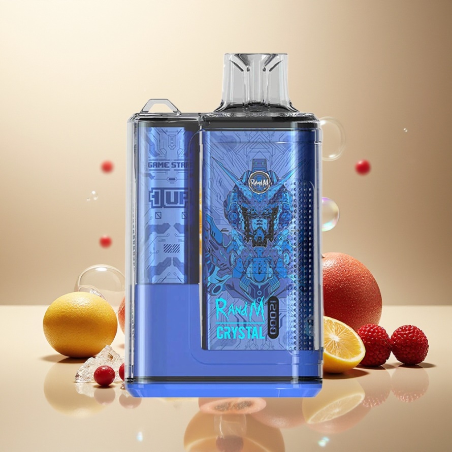 RandM Fumot Crystal 12000 Puffs Svensk Grossist Engångs Vape Trippelbär Is med RGB-ljus, 20ml e-Liquid, 550mAh