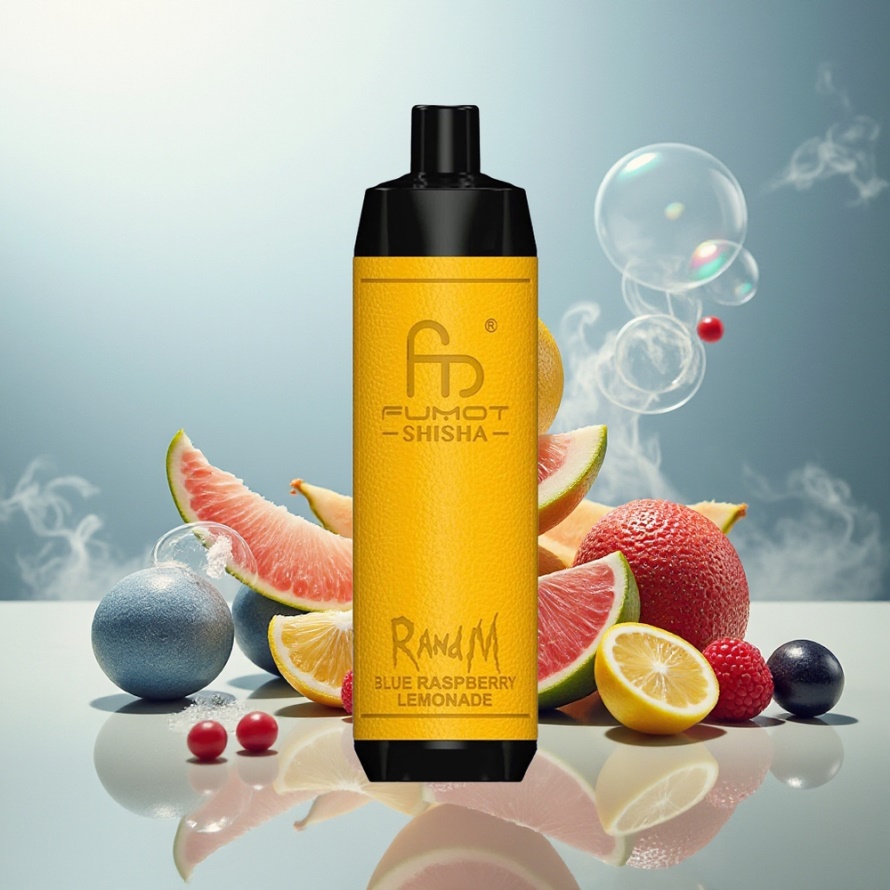 RandM Fumot Shisha 10000 Puffs Engångs Vape Blå Hallon & Citron svensk grossist LED 18ml 850mAh Type-C