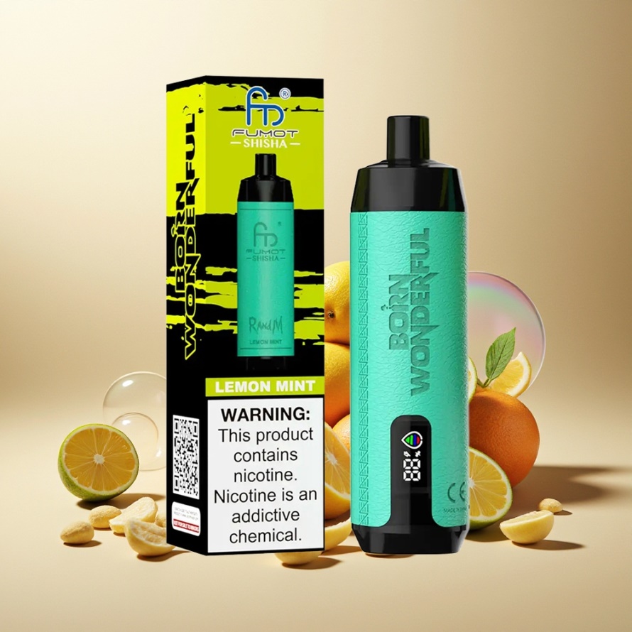 RandM Fumot Shisha 10000 Puffs Engångs Vape Citron Mynta med LED & Type-C – Svensk Grossist