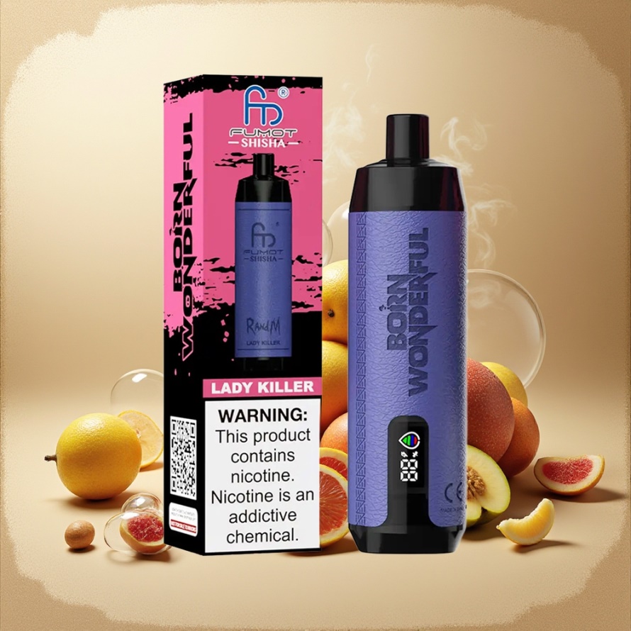 RandM Fumot Shisha 10000 Puffs Engångs Vape Lady Killer Svensk Grossist med 18ml E-vätska & LED-indikator