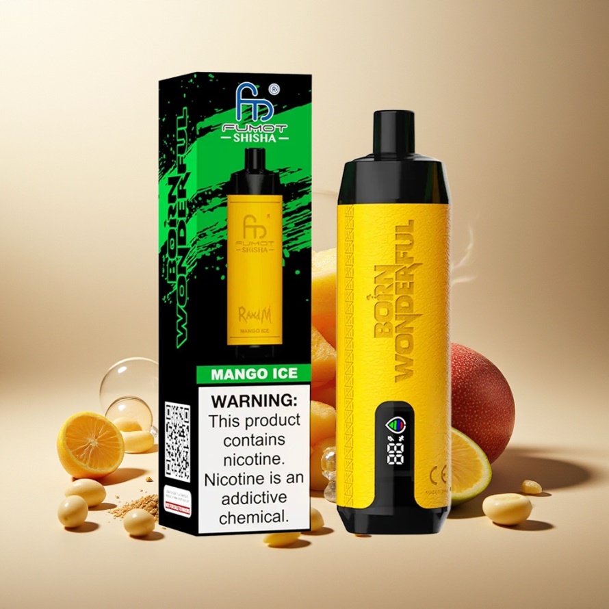 RandM Fumot Shisha 10000 Puffs Engångs Vape Mango Is (LED, 18ml, 850mAh) – svensk grossist