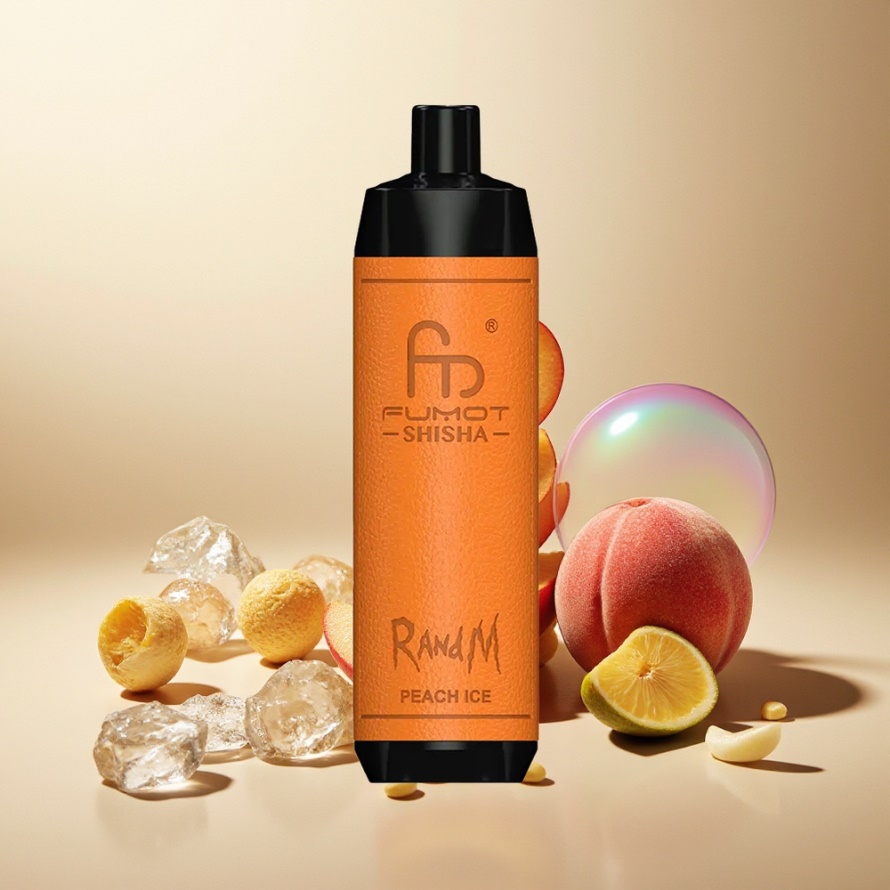 RandM Fumot Shisha 10000 Puffs Engångs Vape Persik Is med LED-indikator & Type-C Port - svensk grossist