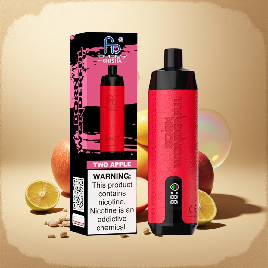 RandM Fumot Shisha 10000 Puffs Engångs Vape Två Äpplen LED Indicator Type-C svensk grossist