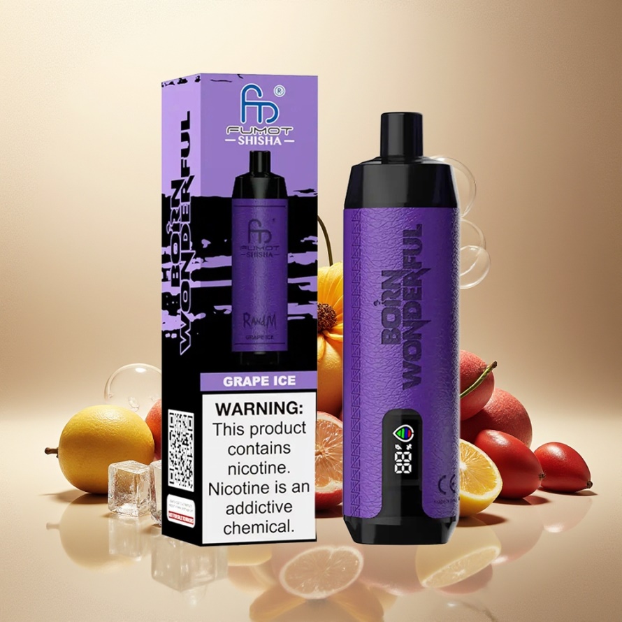 RandM Fumot Shisha 10000 Puffs Engångs Vape Vinis (Grape Ice) med LED Indicator & Type-C Port – svensk grossist