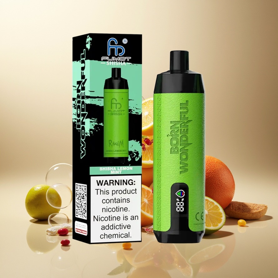 RandM Fumot Shisha 10000 Puffs Engångsvape Citron Mynta med LED & Type-C – svensk grossist