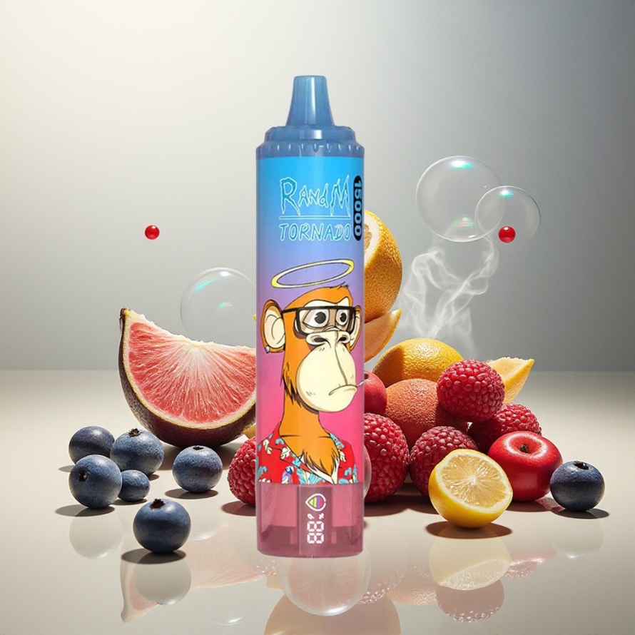 RandM Fumot Tornado 15000 Puffs Engångs Vape Blå Hallon Körsbär svensk grossist LCD Typ-C 25ml 850mAh