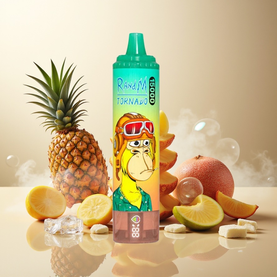 RandM Fumot Tornado 15000 Puffs Svensk Grossist Engångs Vape Ananas Is 25ml 850mAh LCD