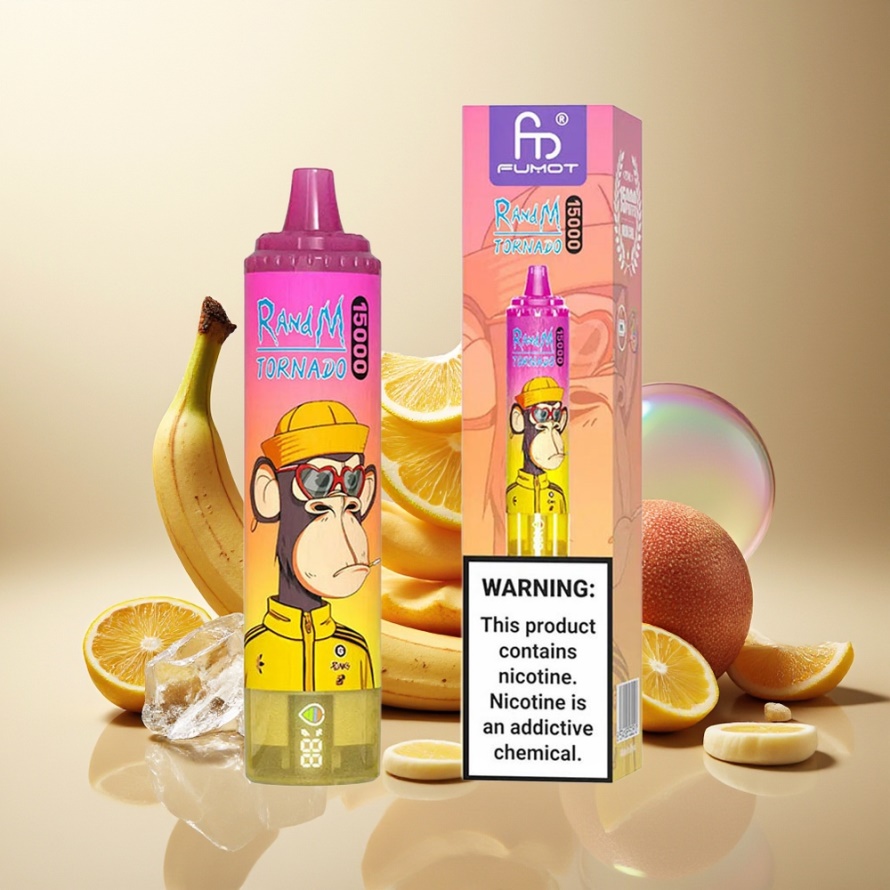 RandM Fumot Tornado 15000 Puffs Svensk Grossist Engångs Vape Bananis (25ml, 850mAh, Mesh Coil)