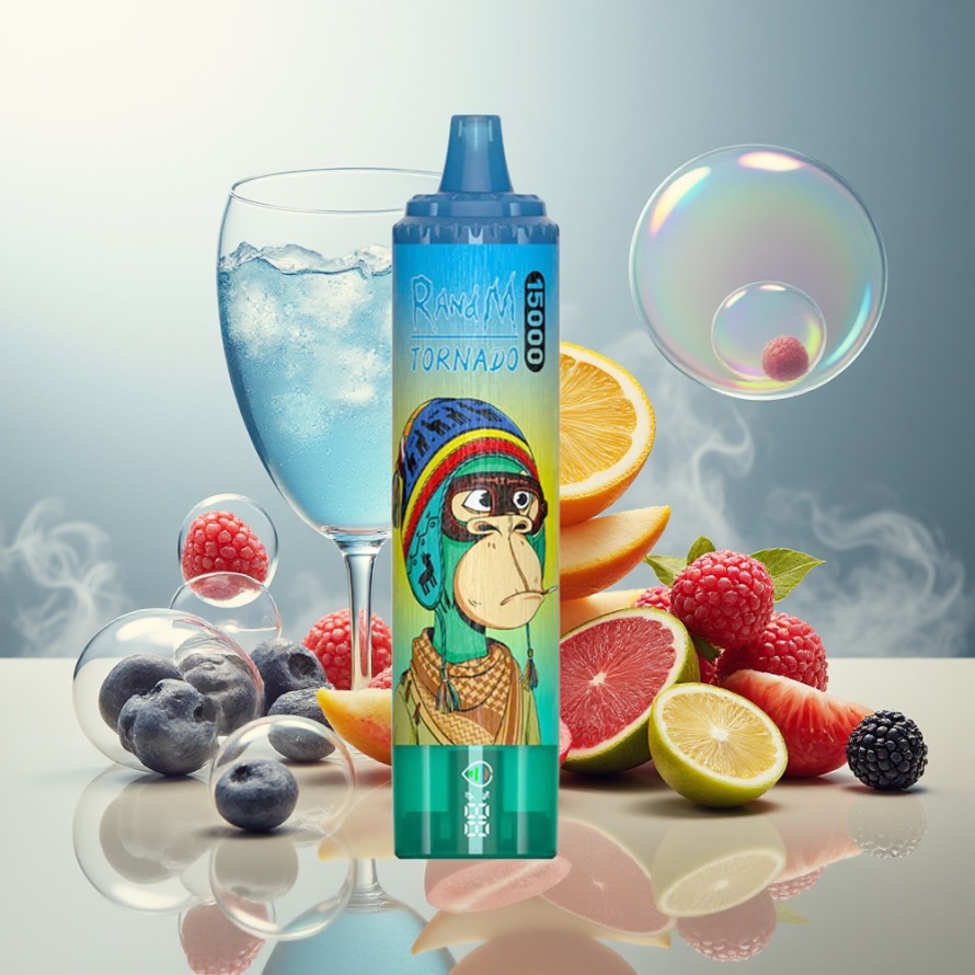 RandM Fumot Tornado 15000 Puffs Svensk Grossist Engångs Vape Blå Hallon Lemonad 25ml 850mAh Mesh