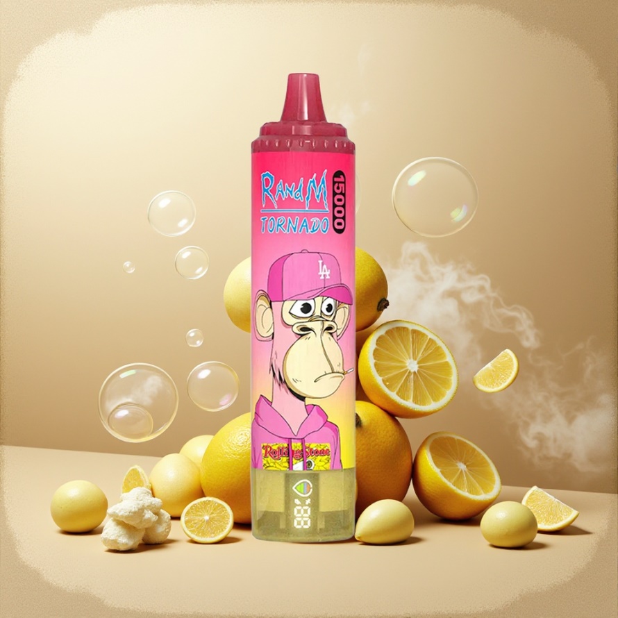 RandM Fumot Tornado 15000 Puffs Svensk Grossist Engångs Vape Citron 25ml 850mAh Mesh LCD Typ-C