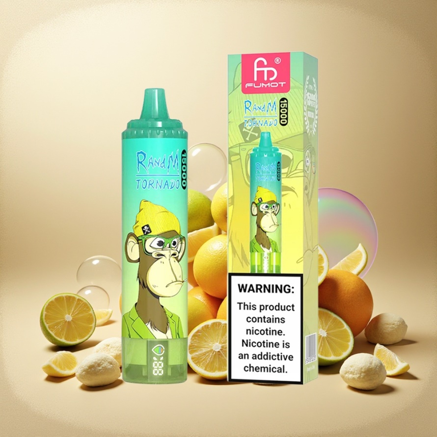 RandM Fumot Tornado 15000 Puffs Svensk Grossist Engångs Vape Citron Lime 25ml 850mAh Mesh Coil