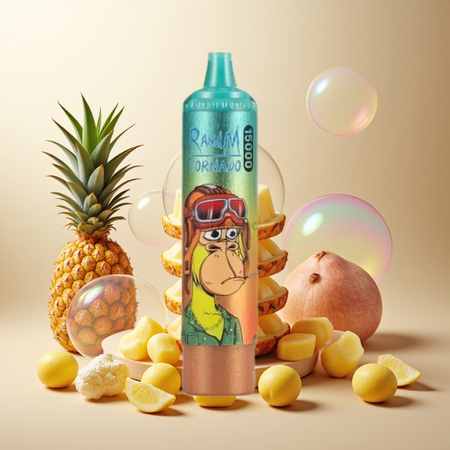 RandM Fumot Tornado 15000 Puffs Svensk Grossist Engångs Vape Isad Ananas 25ml 850mAh Mesh LCD