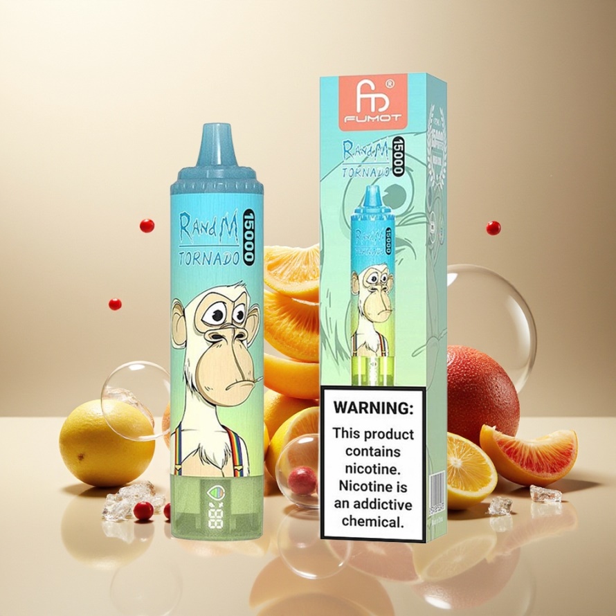 RandM Fumot Tornado 15000 Puffs Svensk Grossist Engångs Vape Isglass 25ml 850mAh Mesh