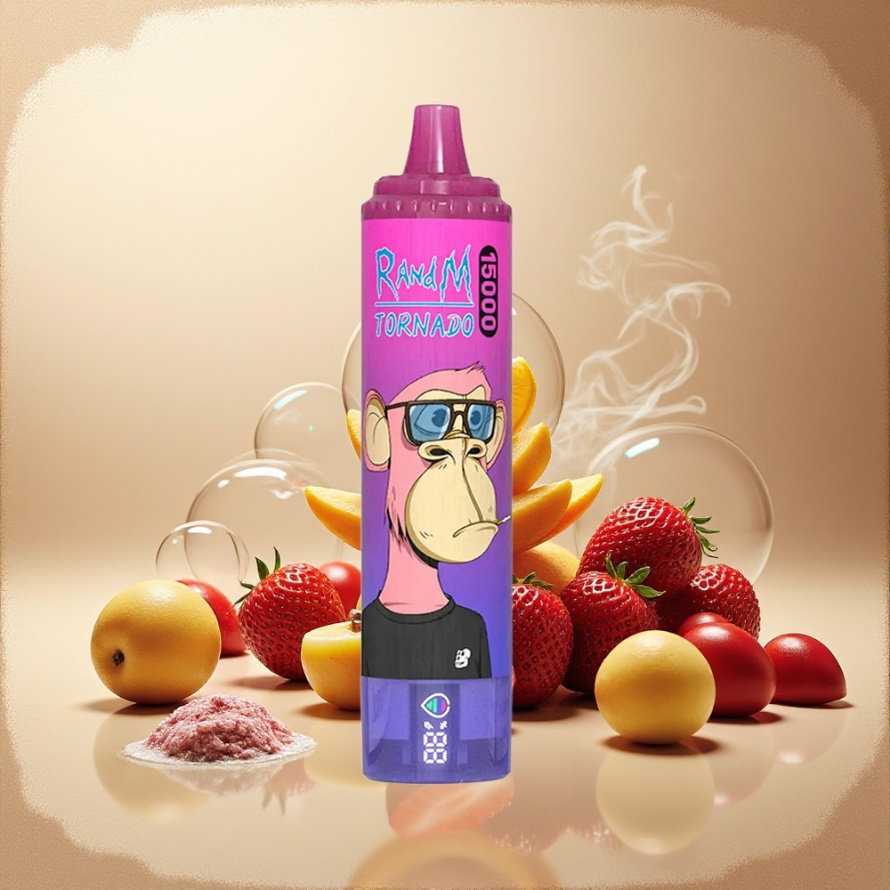 RandM Fumot Tornado 15000 Puffs Svensk Grossist Engångs Vape Jordgubb Druva 25ml 850mAh Mesh LCD Type-C