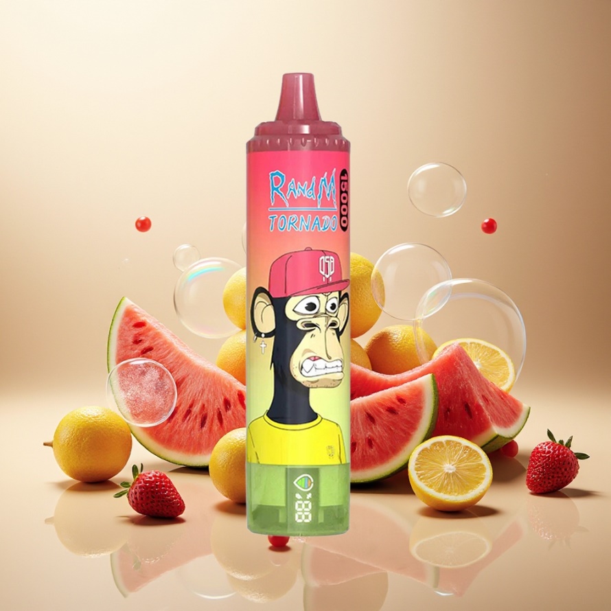 RandM Fumot Tornado 15000 Puffs Svensk Grossist Engångs Vape Jordgubb Vattenmelon Lemonad 25ml 850mAh Mesh LCD Type-C