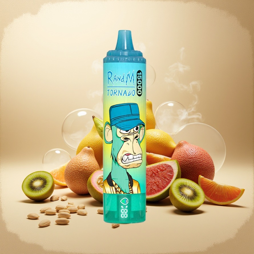 RandM Fumot Tornado 15000 Puffs Svensk Grossist Engångs Vape Kiwi Passionsfrukt Guava 25ml 850mAh Mesh Coil Type-C LCD