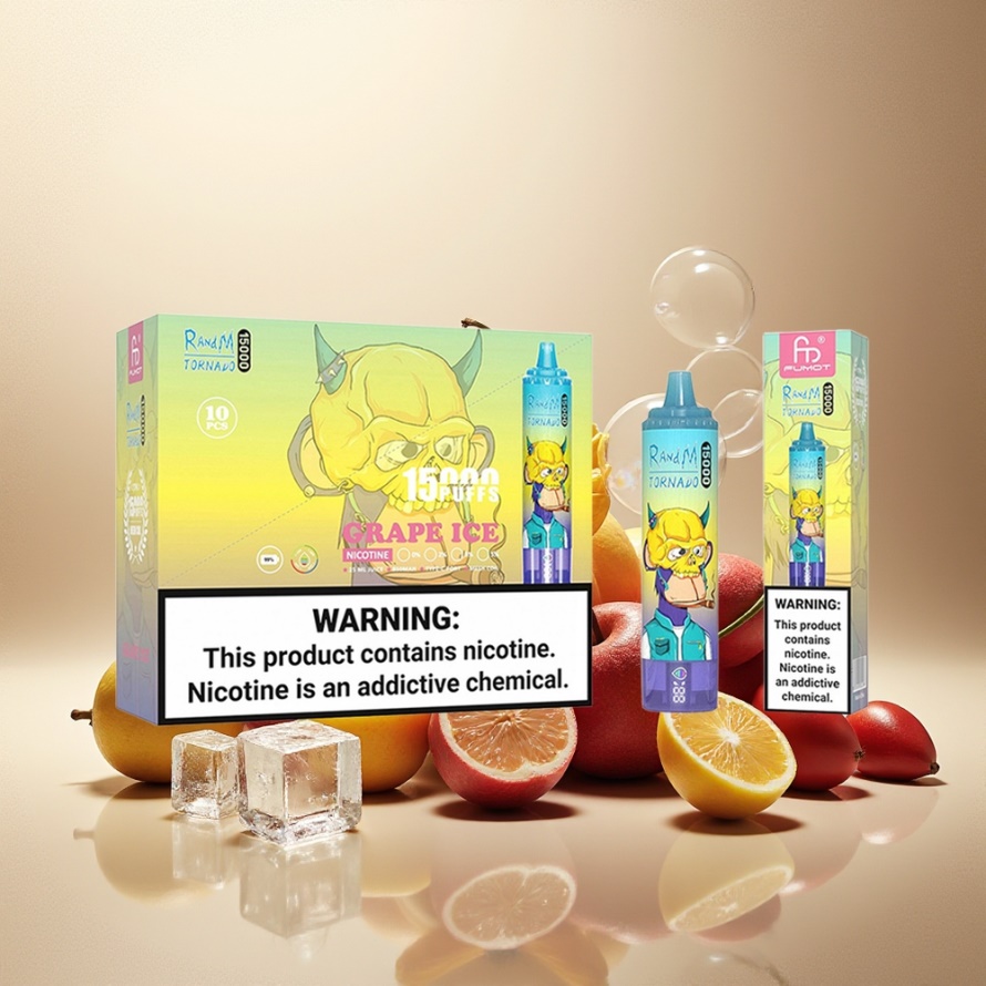 RandM Fumot Tornado 15000 Puffs Svensk Grossist Engångs Vape Vindruvais (25ml, 850mAh, Mesh Coil)