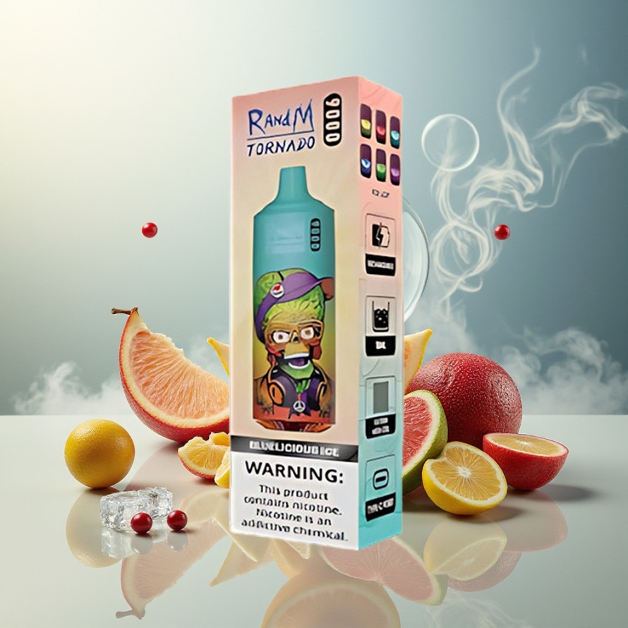 RandM Fumot Tornado 9000 Puffs Engångs Vape Blåljus Is (Mesh Coil, 850 mAh, 18 mL, RGB-display) – svensk grossist