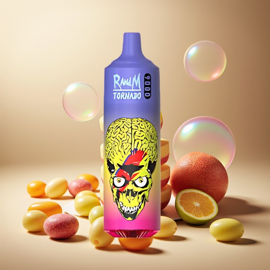 RandM Fumot Tornado 9000 Puffs Engångs Vape Regnbåge (Skittles) – Svensk Grossist – 850mAh, 18mL, Mesh Coil, RGB Display