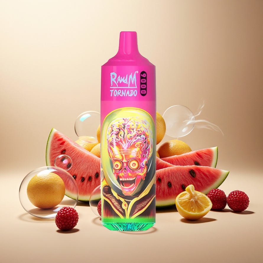 RandM Fumot Tornado 9000 Puffs Svensk Grossist Engångs Vape Hallon Vattenmelon 850mAh 18mL Mesh Coil RGB Display