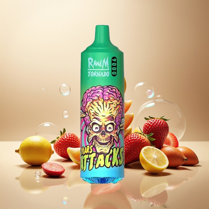 RandM Fumot Tornado 9000 Puffs Svensk Grossist Engångs Vape Jordgubb & Lemonad 18 mL Mesh Coil RGB Display