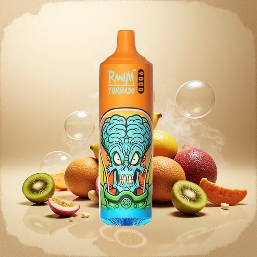 RandM Fumot Tornado 9000 Puffs Svensk Grossist Engångs Vape Kiwi Passionsfrukt Guava 850 mAh 18 mL Mesh Coil RGB Display