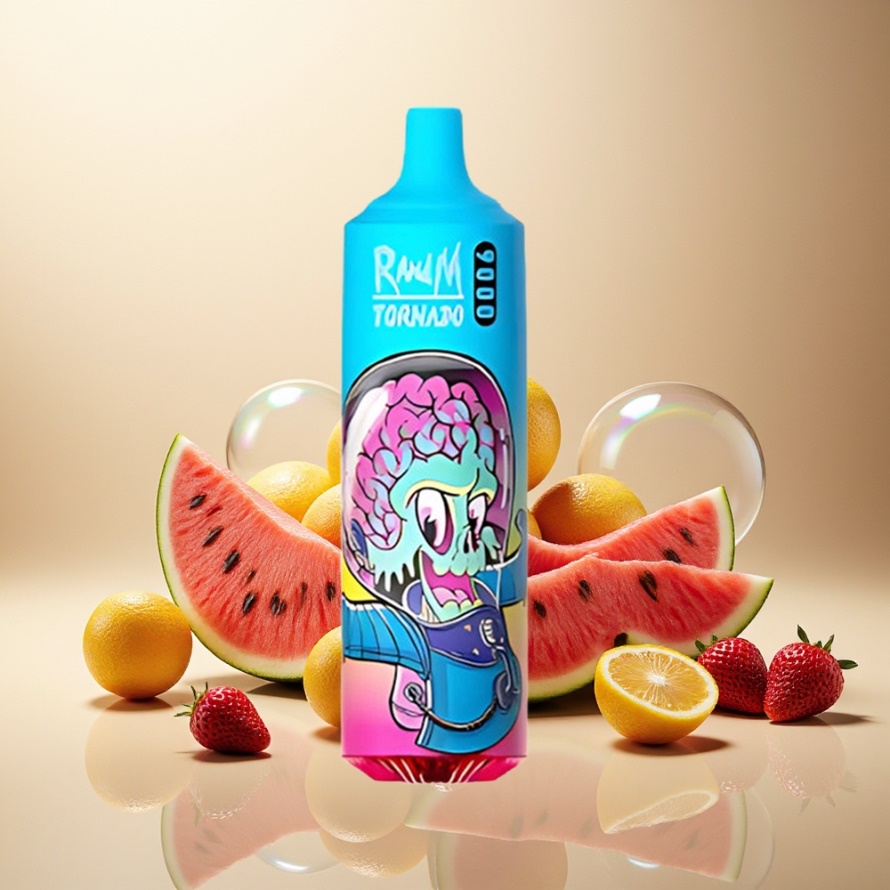 RandM Fumot Tornado 9000 Puffs Svensk Grossist Engångs Vape Prime Jordgubb Vattenmelon 850 mAh 18 mL Mesh Coil RGB Display