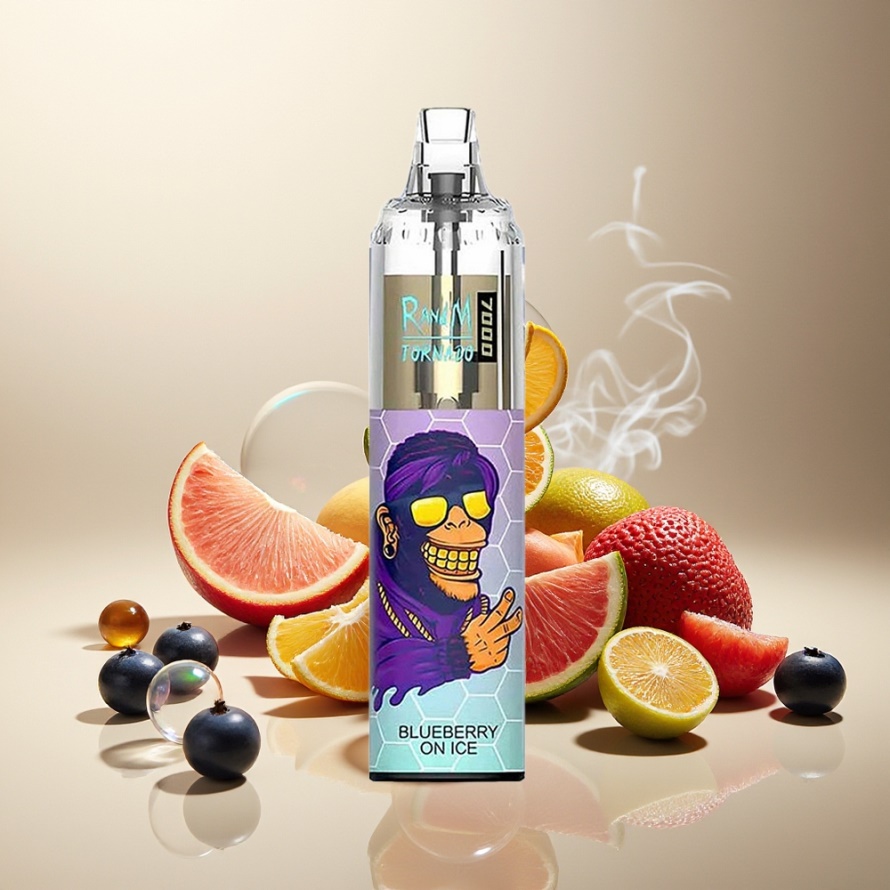 RandM Fumot Tornado 7000 Puffs Engångs Vape Blåbär På Is med 14 ML E-liquid, 850 MAH Battery, Mesh Coil, Type-C Port, RGB Light, Air-Adjustable – svensk grossist