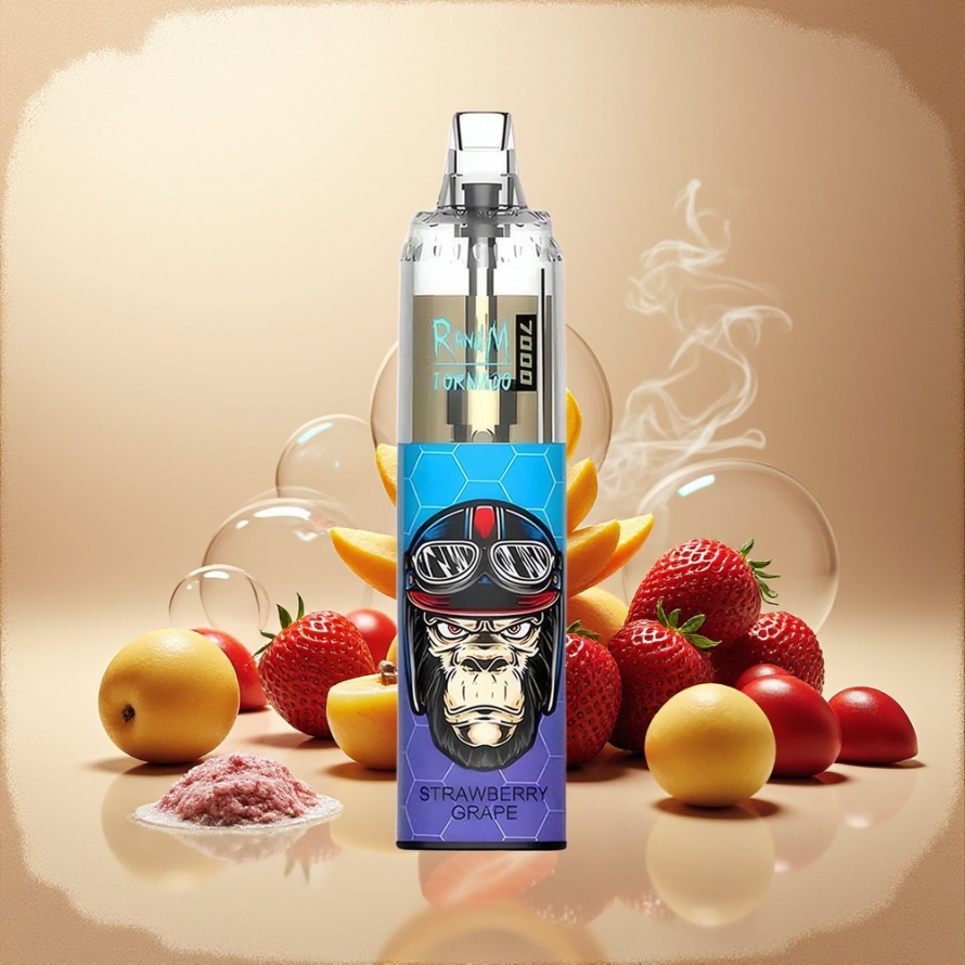 RandM Fumot Tornado 7000 Puffs Engångs Vape Jordgubb Druva Svensk Grossist 14ML Mesh Coil Type-C RGB Luftinställning