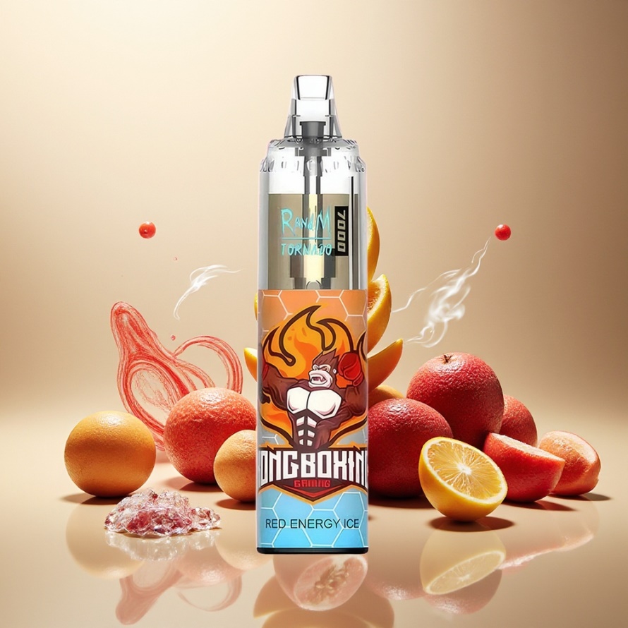 RandM Fumot Tornado 7000 Puffs Engångs Vape Röd Energi Is med Mesh Coil & 14 ML E-liquid – svensk grossist