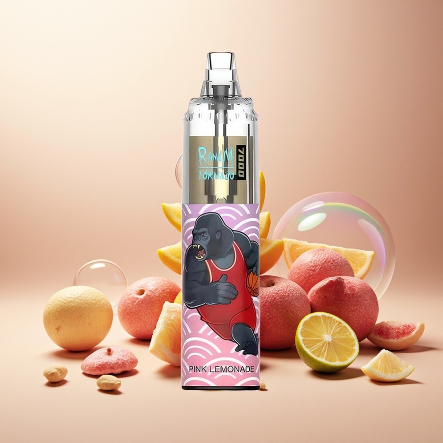 RandM Fumot Tornado 7000 Puffs Engångs Vape Rosa Citron (14ML, Mesh Coil, Typ-C, RGB) – svensk grossist