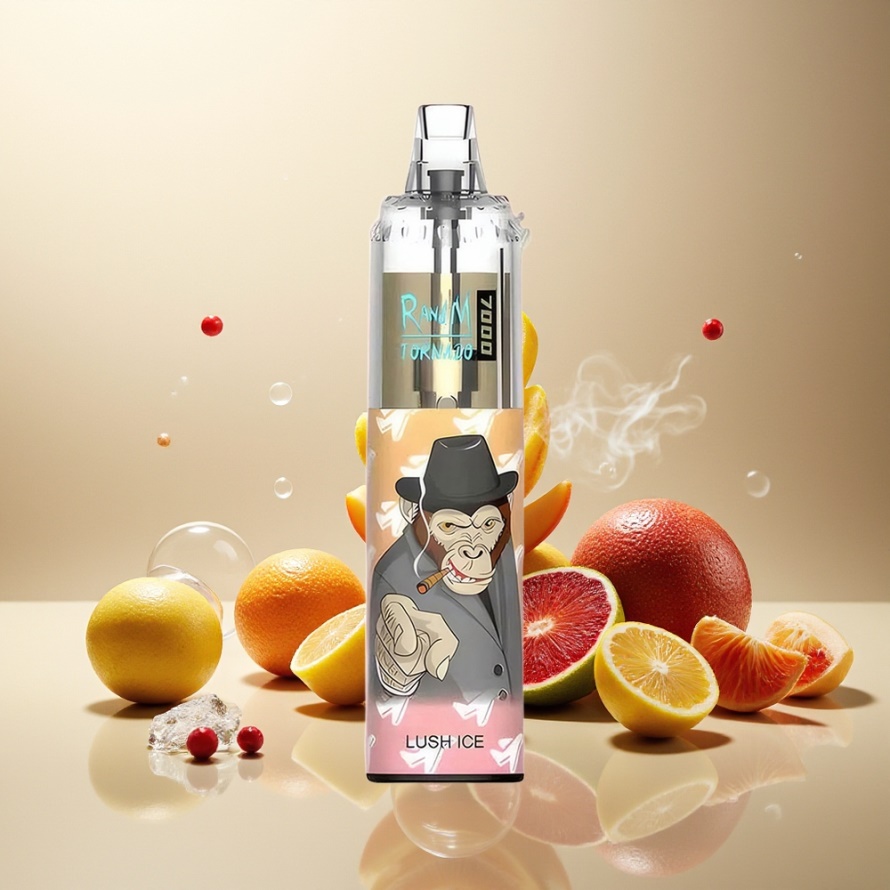 RandM Fumot Tornado 7000 Puffs Engångs Vape Svensk Grossist 14ML Mesh Coil Type-C RGB Luftjusterbar Saftig Is