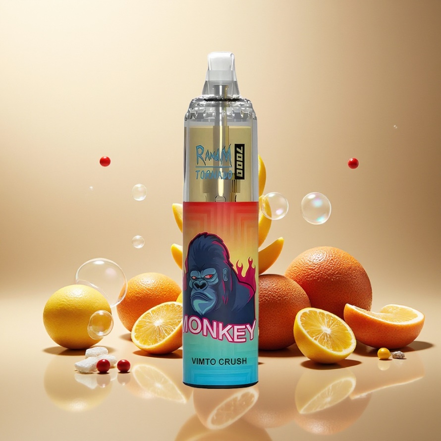 RandM Fumot Tornado 7000 Puffs Engångs Vape Vimto Kross – Svensk Grossist – 14 ML E-liquid, 850 MAH, Mesh Coil, Type-C, RGB, Luftjusterbar