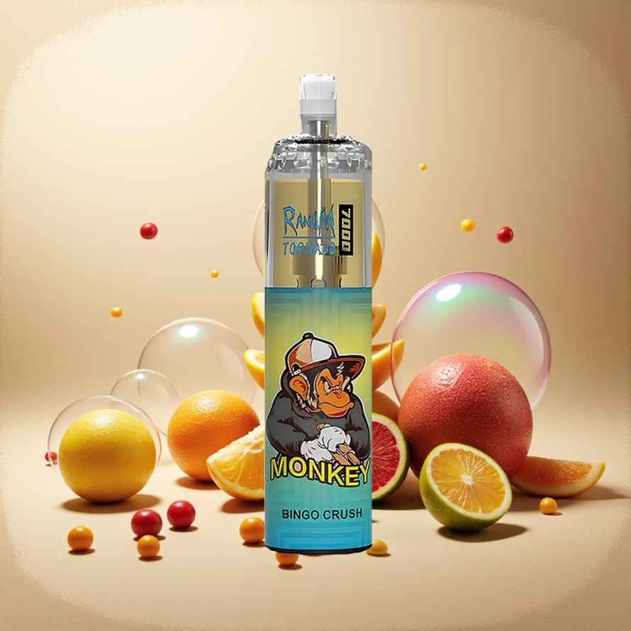 RandM Fumot Tornado 7000 Puffs Svensk Grossist Engångs Vape Bingo Kross Mesh Coil 14ML 850MAH Typ-C Luftjusterbar RGB