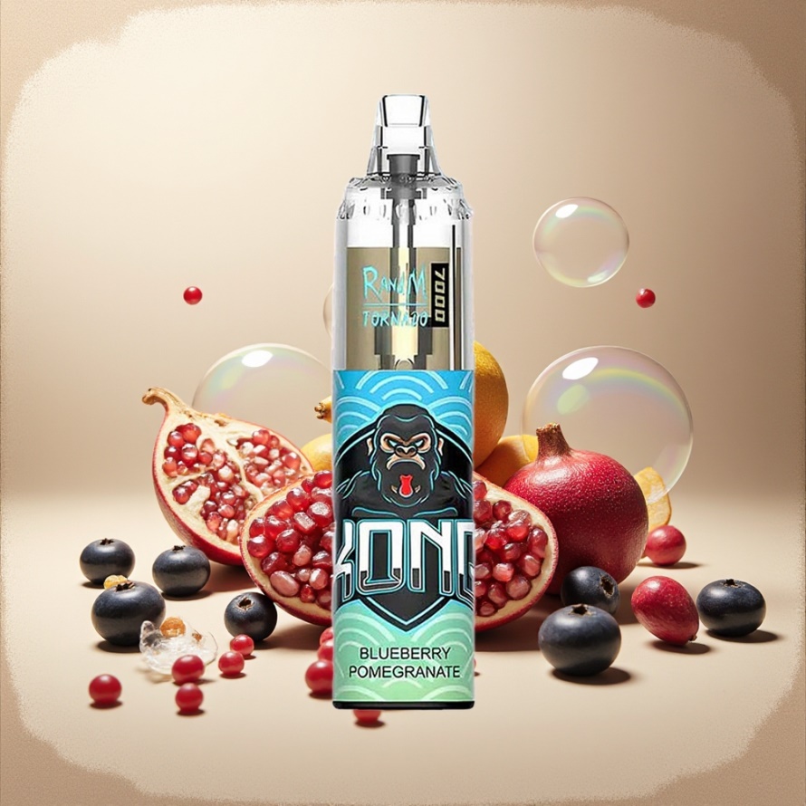 RandM Fumot Tornado 7000 Puffs Svensk Grossist Engångs Vape Blåbär Granatäpple med Mesh Coil & 14 ML E-liquid