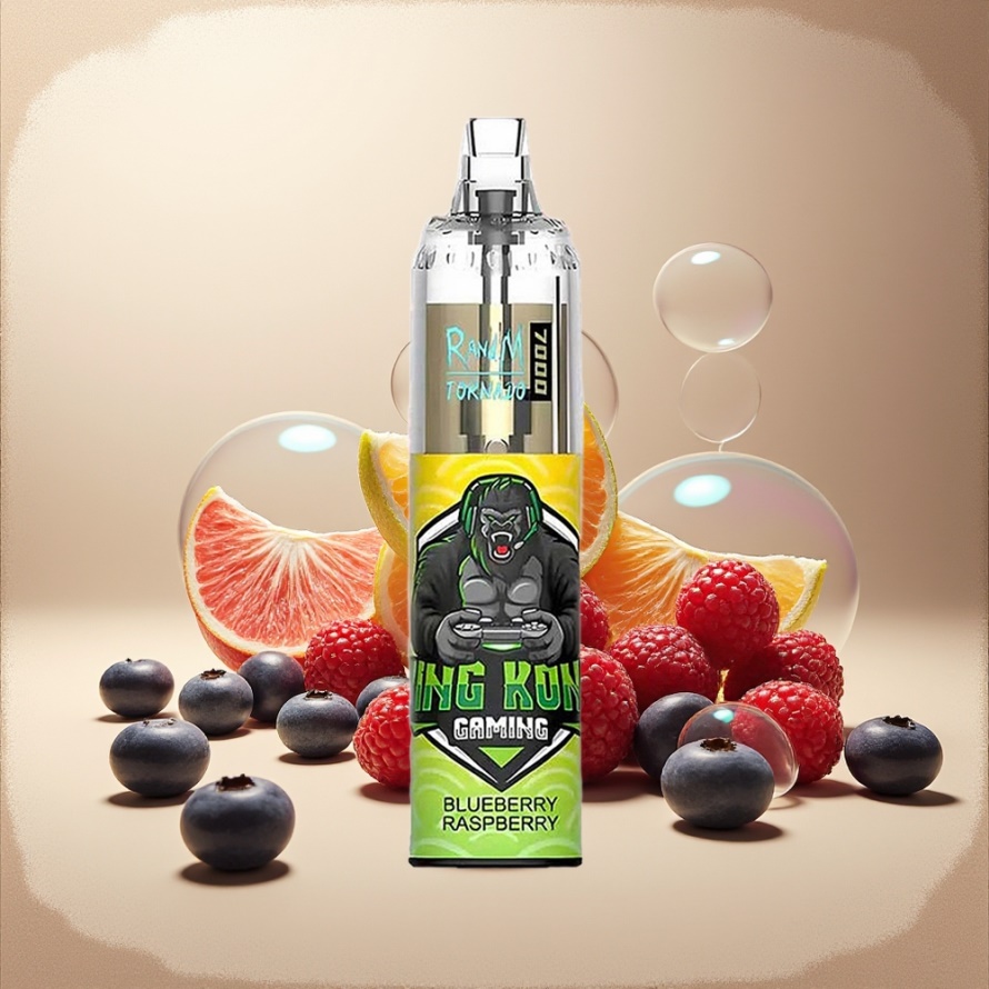 RandM Fumot Tornado 7000 Puffs Svensk Grossist Engångs Vape Blåbär Hallon 14ML Mesh Coil Air-Adjustable