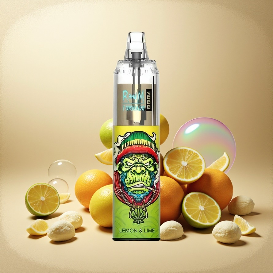 RandM Fumot Tornado 7000 Puffs Svensk Grossist Engångs Vape Citron Lime 14ML Mesh Coil Typ-C RGB Luftjusterbar