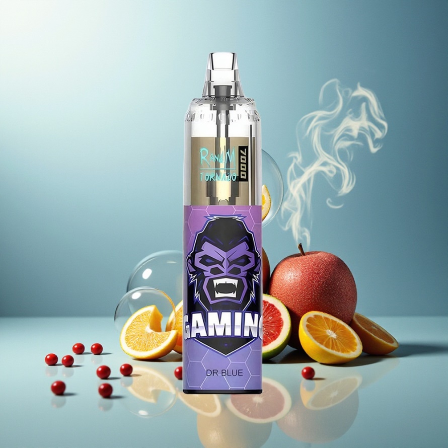 RandM Fumot Tornado 7000 Puffs Svensk Grossist Engångs Vape Dr. Blå med 14 ML E-liquid, Mesh Coil och RGB Light