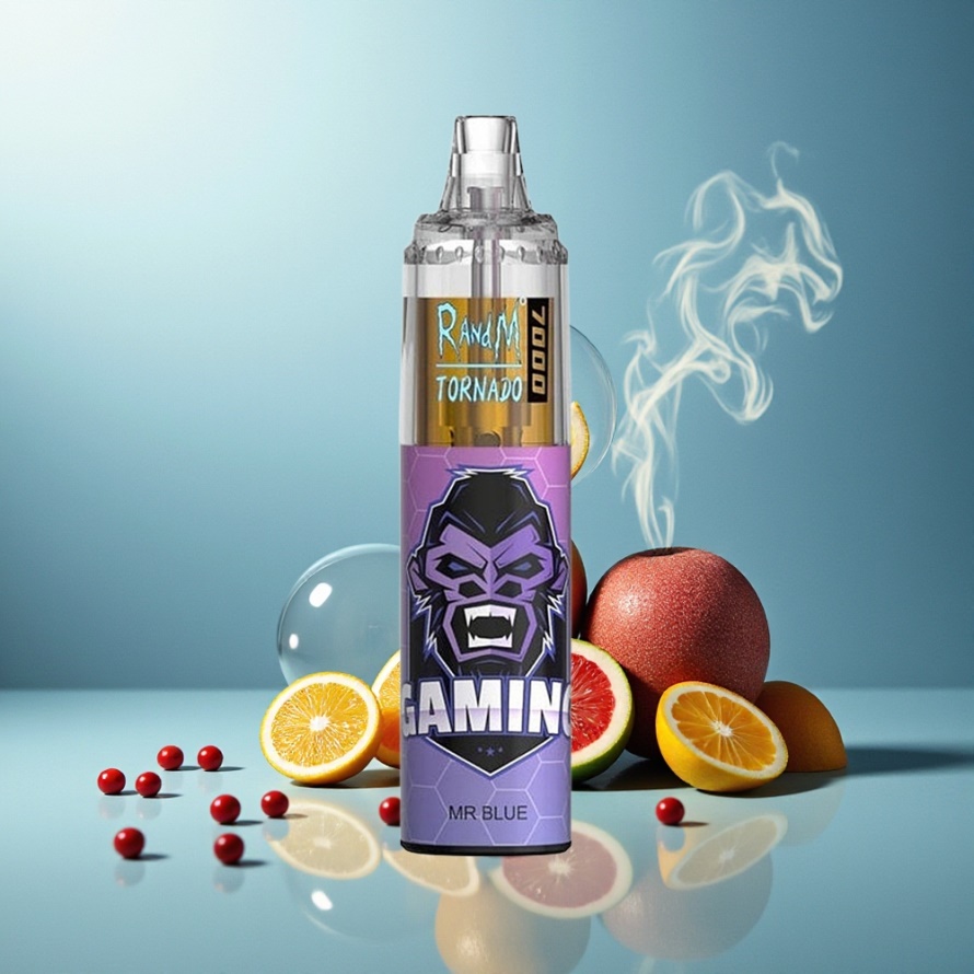 RandM Fumot Tornado 7000 Puffs Svensk Grossist Engångs Vape Herr Blå med 14 ML E-liquid, 850 MAH, Mesh Coil, Type-C, RGB, Luftinställning