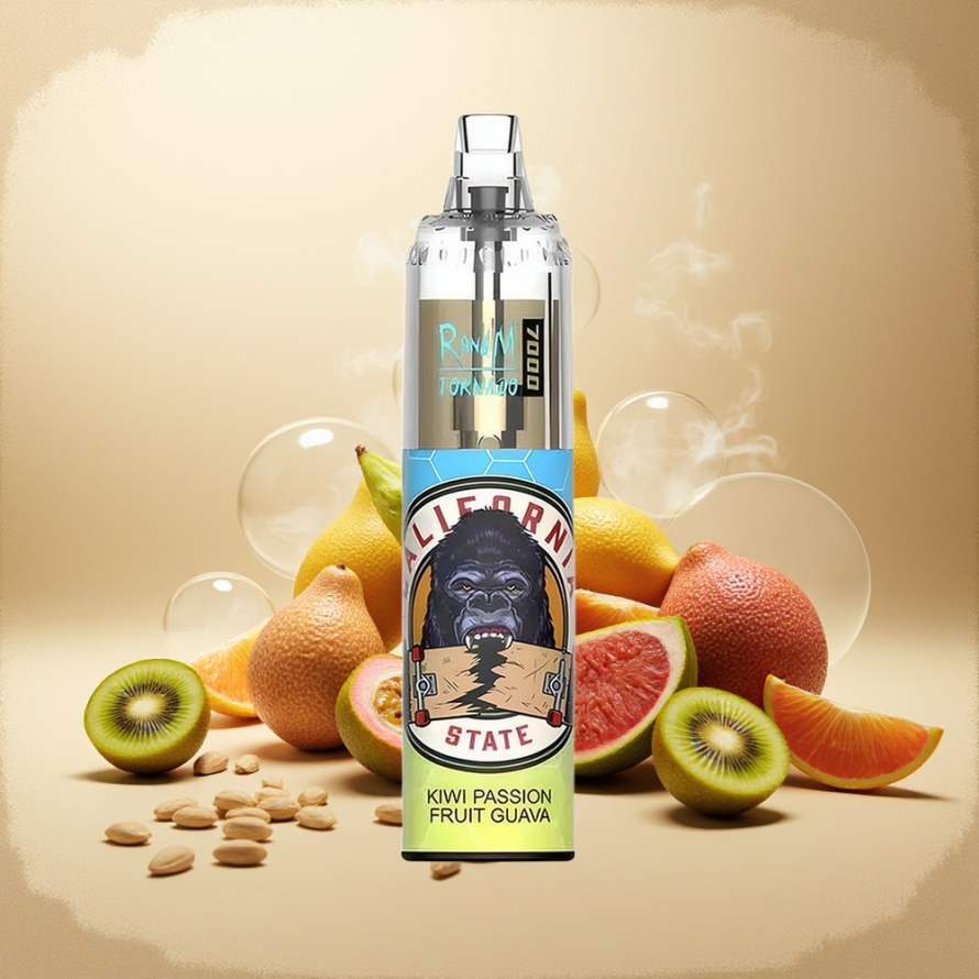 RandM Fumot Tornado 7000 Puffs Svensk Grossist Engångs Vape Kiwi Passionsfrukt Guava 14ML Mesh Coil Air-Adjustable