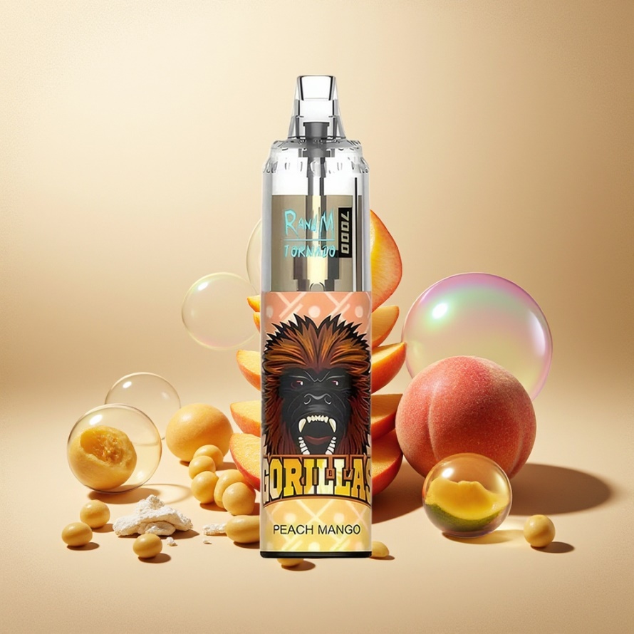 RandM Fumot Tornado 7000 Puffs Svensk Grossist Engångs Vape Persika Mango 14ML Mesh Coil Typ-C RGB Luftjusterbar